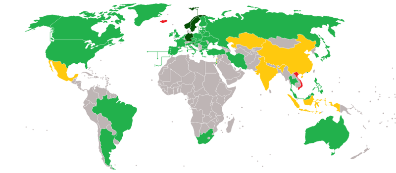 Các quốc gia công nhận Bitcoin