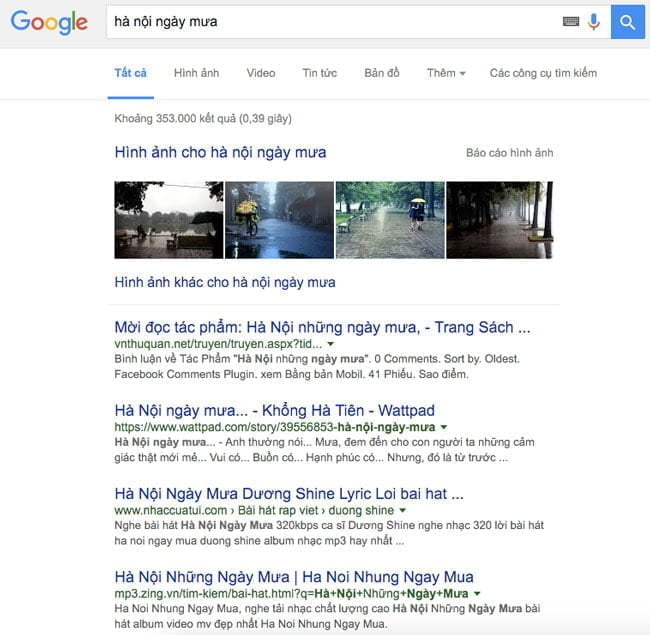 Hà nội ngày mưa, google search